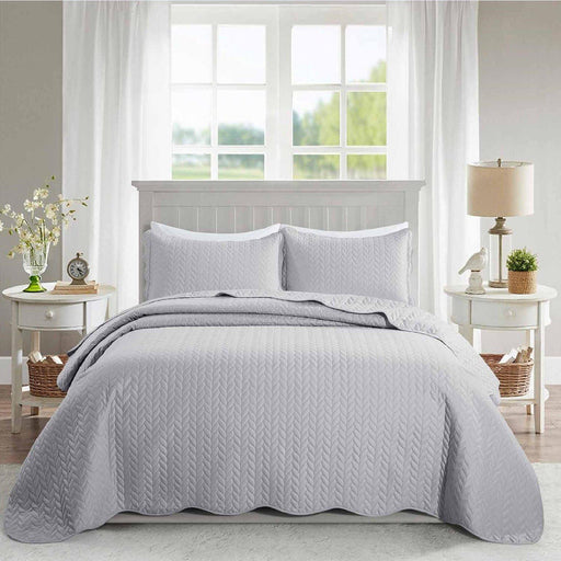 ultrasonic quilted bedspread silver