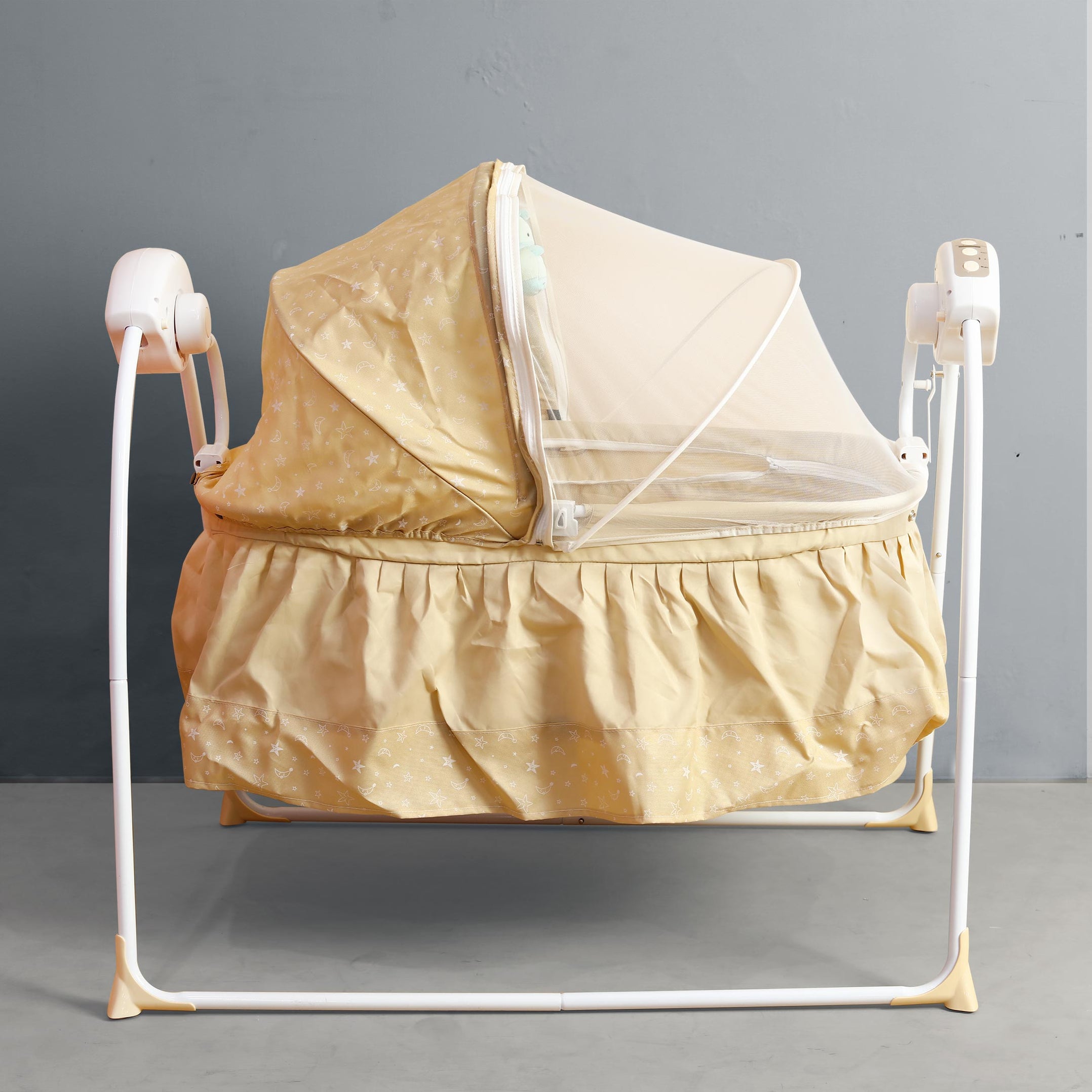 Beige Mosquito Net Vibrating Rocking Chair With Toys — Cotton Passion