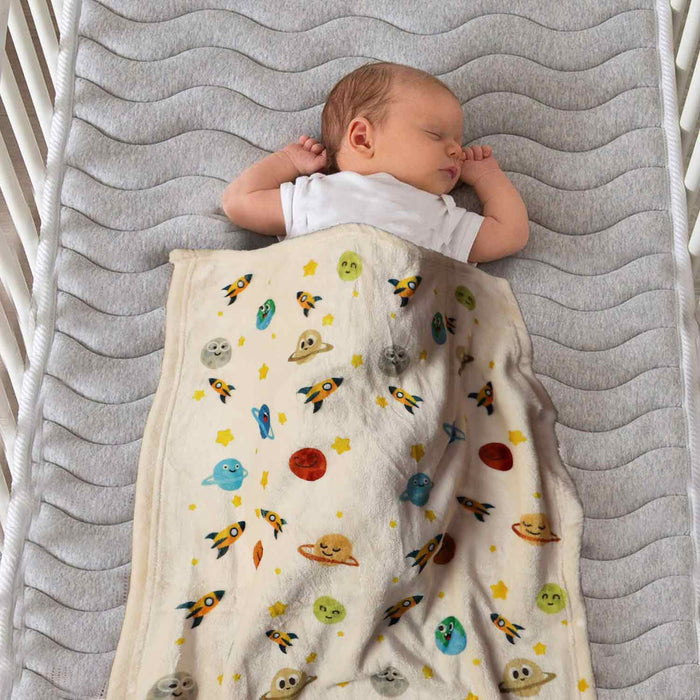 multi galaxies printed baby fleece blanket