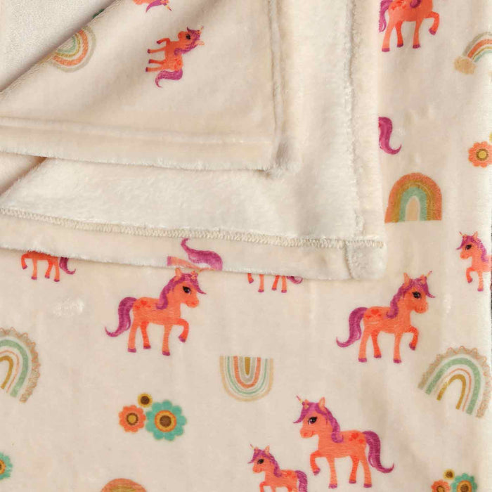 pink unicorn printed baby fleece blanket