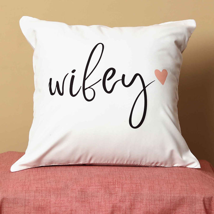 wifey printed cushion cover